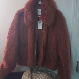 Brand new faux fur bomer style coat